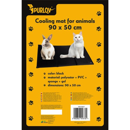 Purlov Koelmat voor Huisdieren - 88 x 49,5 cm - Zelfkoelend - Zwart