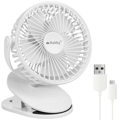 Ruhhy Draadloze Ventilator met Clip - 1200mAh - Wit - 3-in-1