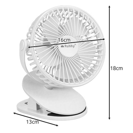 Ruhhy Draadloze Ventilator met Clip - 1200mAh - Wit - 3-in-1