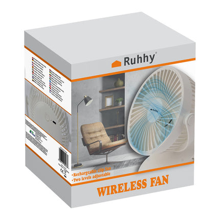 Ruhhy Draadloze Ventilator met Clip - 1200mAh - Wit - 3-in-1