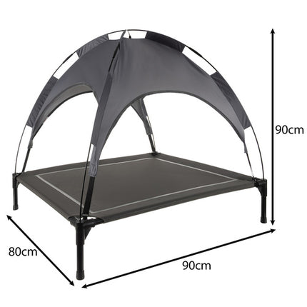 Purlov Verhoogde Hondenmand met Dak - XXL - 90 x 90 x 70 cm - Grafietgrijs