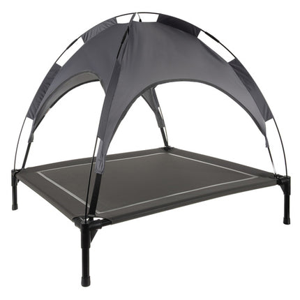 Purlov Verhoogde Hondenmand met Dak - XXL - 90 x 90 x 70 cm - Grafietgrijs