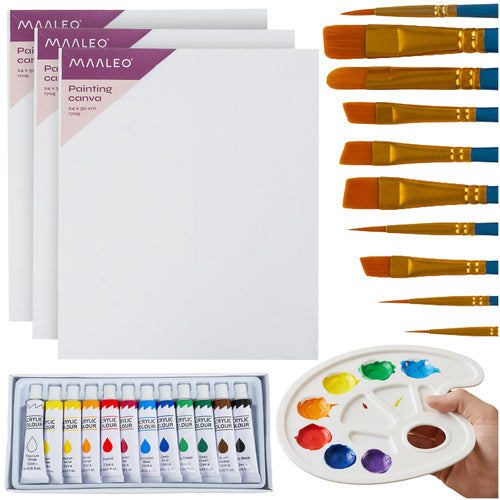 Maaleo Schilderset - 26-delig - Met Acrylverf, Penselen en Doeken