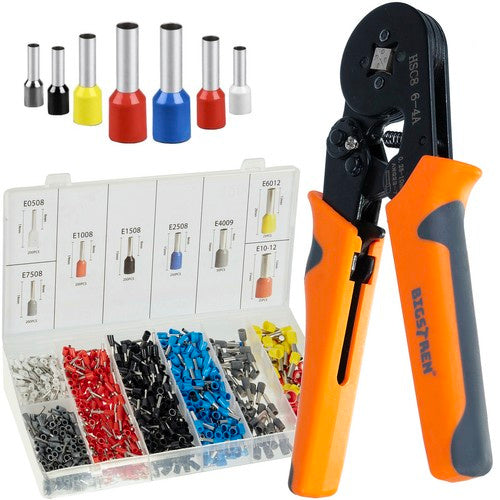 Bigstren Krimptang Set - 0,25-10 mm² - Inclusief 1200 Adereindhulzen