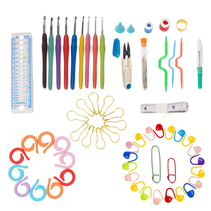 Maaleo Haakset - 113-delig - Complete Set in Draagtas met 40 Kleuren Garen