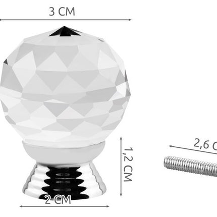 Iso Trade Kristallen Meubelknop - Luxe Glas - 3 x 4 cm