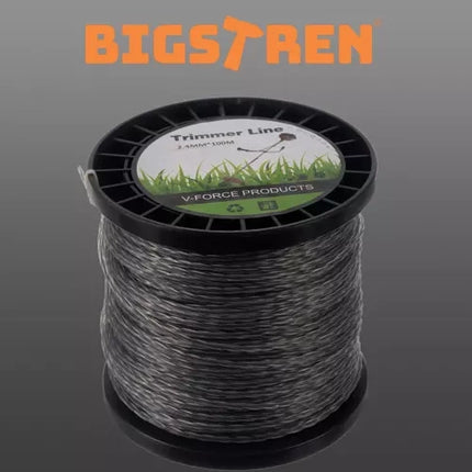 Bigstren Maaidraad voor Bosmaaier - 2,4 mm x 100 m - Getwist - Zwart