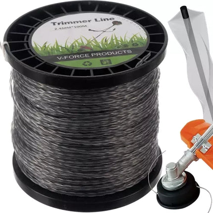 Bigstren Maaidraad voor Bosmaaier - 2,4 mm x 100 m - Getwist - Zwart