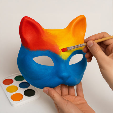 Maaleo DIY Kattenmasker Set - 6 Stuks - Inclusief Knutselaccessoires