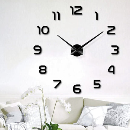Ruhhy DIY 3D Wandklok - 60-130 cm - Zelfklevend - Zwart