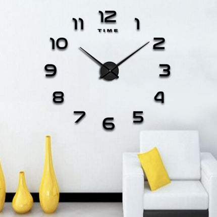 Ruhhy DIY 3D Wandklok - 60-130 cm - Zelfklevend - Zwart