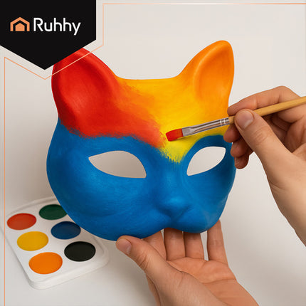 Ruhhy DIY Kattenmaskers - 10 Stuks - Voor Zelf Decoreren - Wit