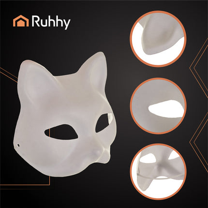 Ruhhy DIY Kattenmaskers - 10 Stuks - Voor Zelf Decoreren - Wit