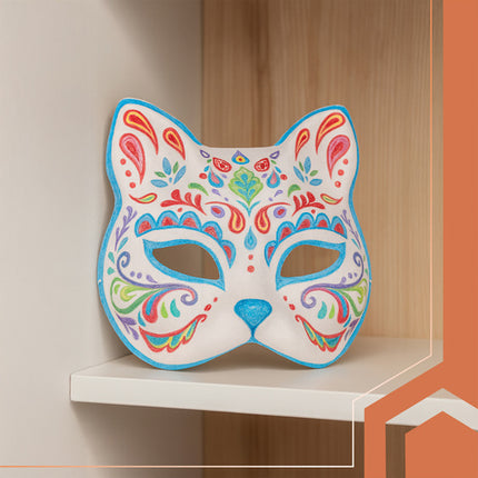 Ruhhy DIY Kattenmaskers - 10 Stuks - Voor Zelf Decoreren - Wit