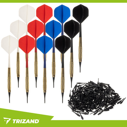 Trizand Dartset - 12 Stuks - Met 200 Tips - Titanium en Aluminium