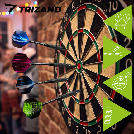 Trizand Dartset Deluxe - 12 Stuks - Met Accessoires - Zwart