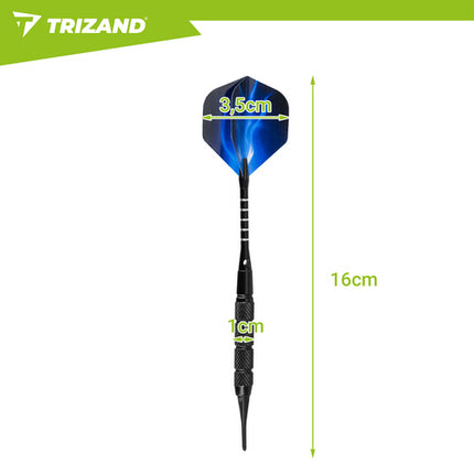 Trizand Dartset Deluxe - 12 Stuks - Met Accessoires - Zwart