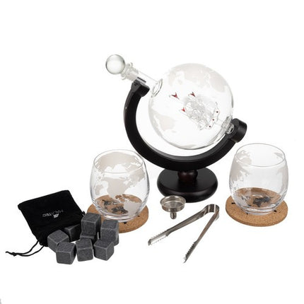 Malatec 22553 Luxe Whisky Karaf Globe Set - Inclusief Glazen en Koelstenen