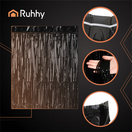 Ruhhy Decoratief Feestgordijn - 100 x 200 cm - Folie - Zwart