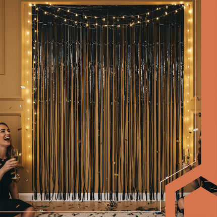 Ruhhy Decoratief Feestgordijn - 100 x 200 cm - Folie - Zwart