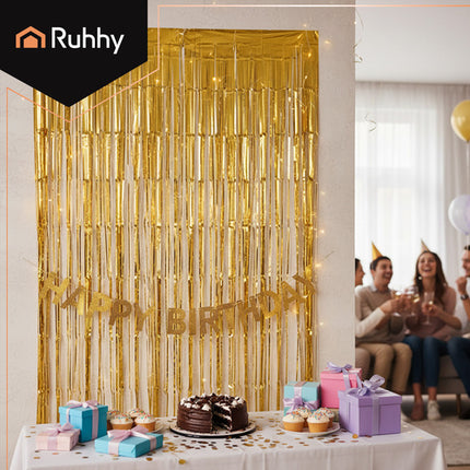 Ruhhy Decoratief Feestgordijn - 100 x 200 cm - Goud - Glanzend