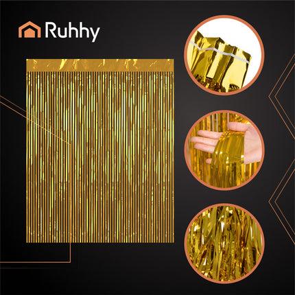 Ruhhy Decoratief Feestgordijn - 100 x 200 cm - Goud - Glanzend