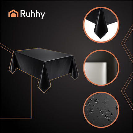 Ruhhy Decoratief Tafelkleed - 137 x 274 cm - Zwart - Waterafstotend