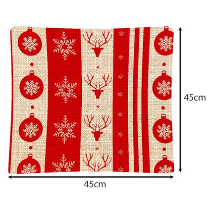 Ruhhy Kerst Sierkussensloop - 45 x 45 cm - Set van 4 - Linnen