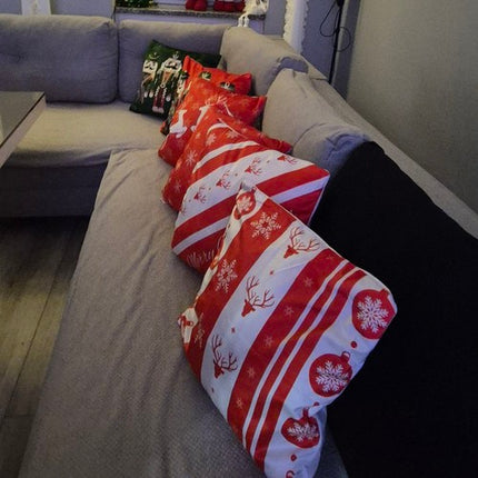 Ruhhy Kerst Sierkussenslopen - 45 x 45 cm - Set van 4 - Pluche