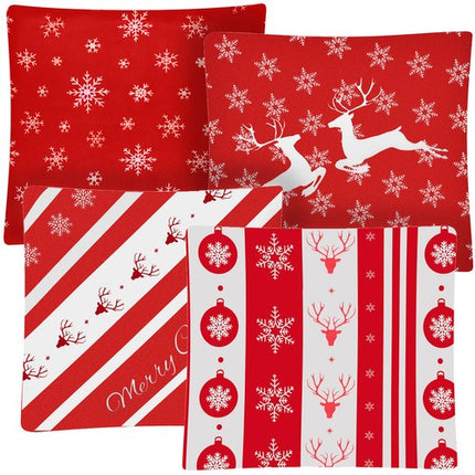 Ruhhy Kerst Sierkussenslopen - 45 x 45 cm - Set van 4 - Pluche