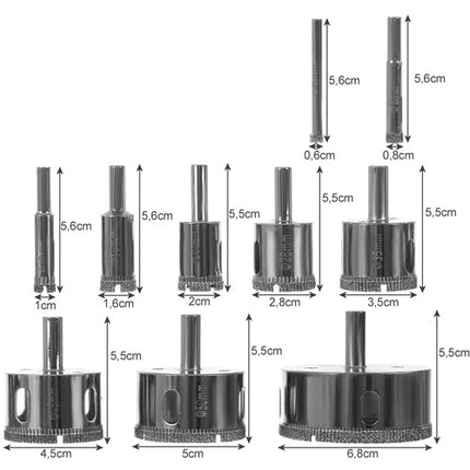 Bigstren Diamant Gatenzaagset - 10-delig - 6-68 mm - Voor Tegels & Glas