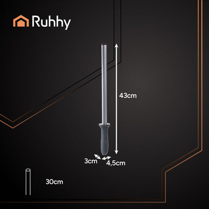 Ruhhy 26153 Diamanten Aanzetstaal / Messenslijper - 30 cm - Grijs
