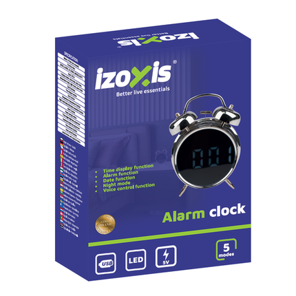 Izoxis Digitale Wekker - Retro Design - Stille Klok - Zilver/Wit