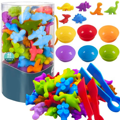 Kruzzel Dinosaurus Sorteerset - Kleuren en Cijfers Leren - 56-delig