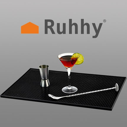 Ruhhy Afdruipmat - 45 x 30 cm - Antislip - Vaatwasserbestendig - Zwart