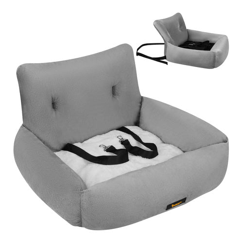 Purlov Autostoel voor Honden & Katten Maat L - 53 x 42 x 30 cm - Grijs