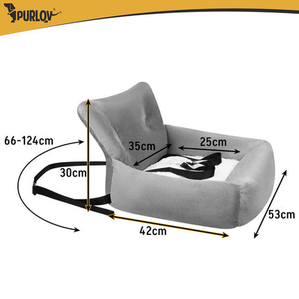 Purlov Autostoel voor Honden & Katten Maat L - 53 x 42 x 30 cm - Grijs
