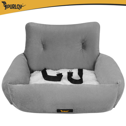 Purlov Autostoel voor Honden & Katten Maat L - 53 x 42 x 30 cm - Grijs
