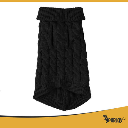 Purlov Gebreide Huisdiertrui - Maat L - Zwart - Warme Winterkleding