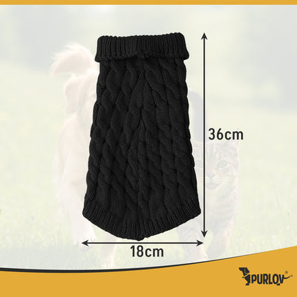 Purlov Gebreide Huisdiertrui - Maat L - Zwart - Warme Winterkleding