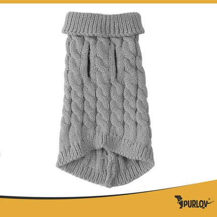 Purlov Gebreide Huisdiertrui - Maat M - Grijs - Warme Winterkleding