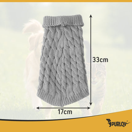 Purlov Gebreide Huisdiertrui - Maat M - Grijs - Warme Winterkleding