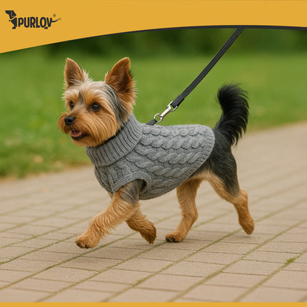 Purlov Gebreide Huisdiertrui - Maat M - Grijs - Warme Winterkleding