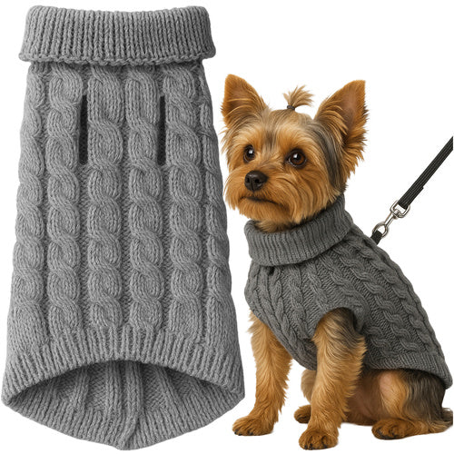Purlov Gebreide Huisdiertrui - Maat M - Grijs - Warme Winterkleding
