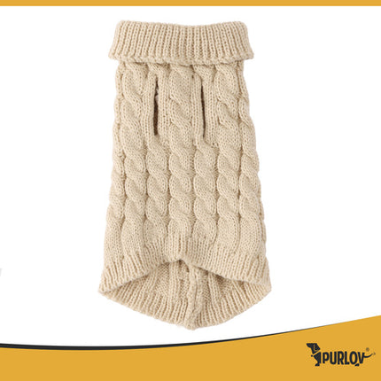 Purlov Gebreide Huisdiertrui - Maat S - Beige - Warme Winterkleding