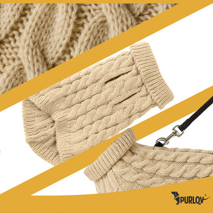 Purlov Gebreide Huisdiertrui - Maat S - Beige - Warme Winterkleding