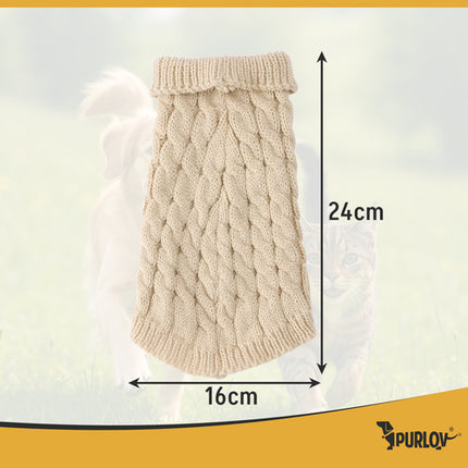 Purlov Gebreide Huisdiertrui - Maat S - Beige - Warme Winterkleding