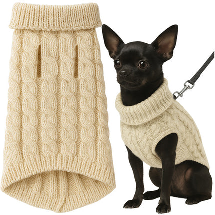 Purlov Gebreide Huisdiertrui - Maat S - Beige - Warme Winterkleding