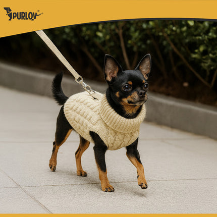 Purlov Gebreide Huisdiertrui - Maat S - Beige - Warme Winterkleding