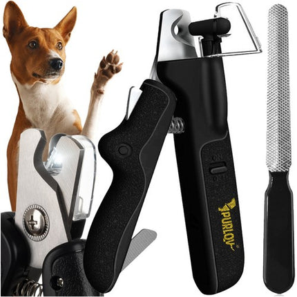 Purlov Nagelknipper voor Huisdieren - Met LED-verlichting & Vijl - Voor Honden & Katten
